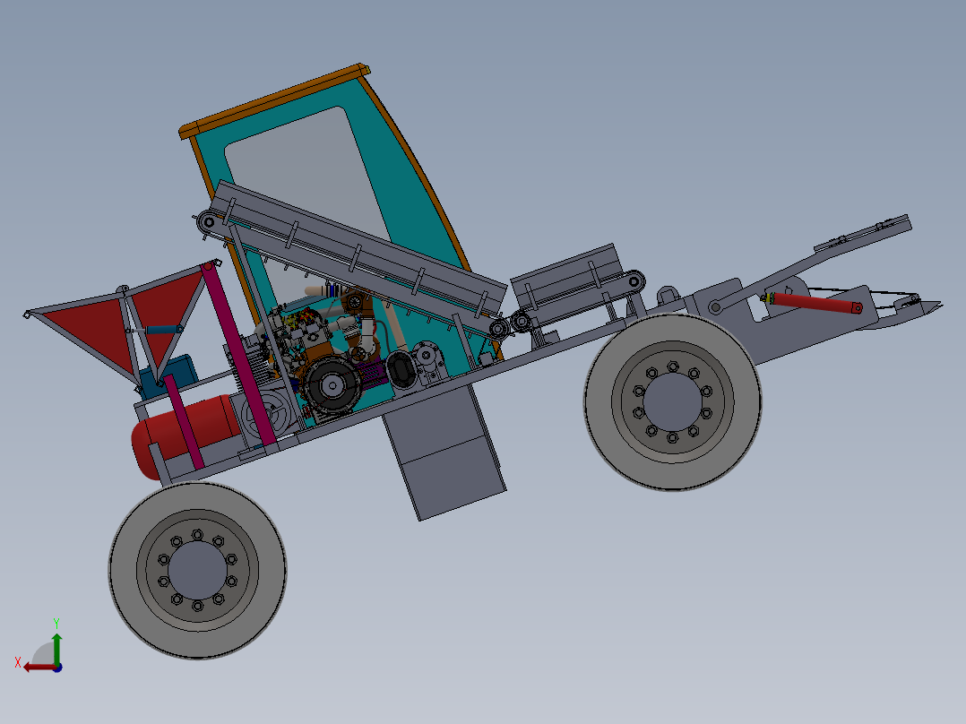 蒜苔采摘机sw16可编辑后视图