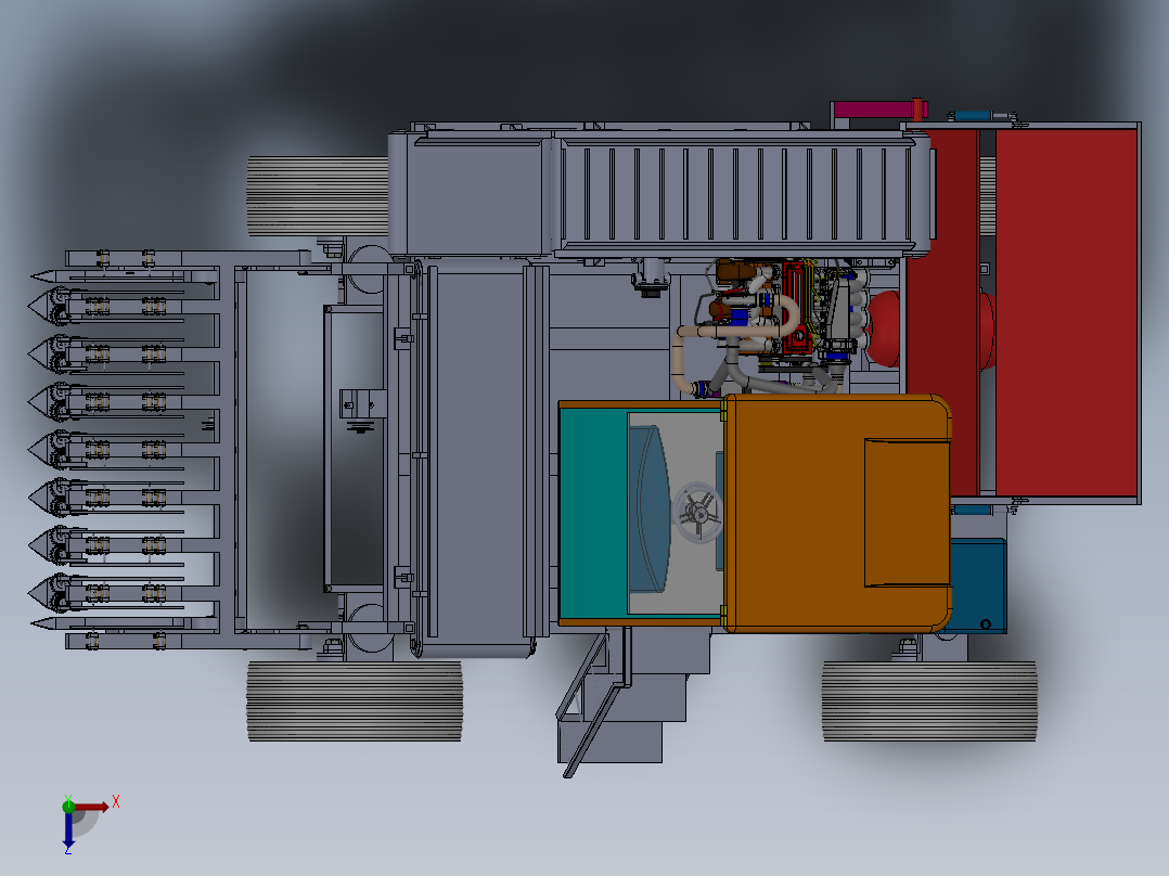 蒜苔采摘机sw16可编辑俯视图