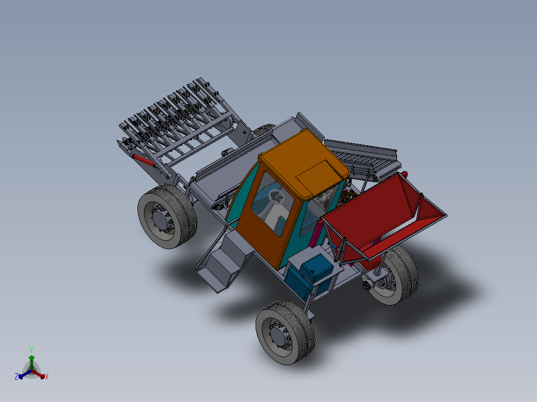 蒜苔采摘机sw16可编辑正等轴测图