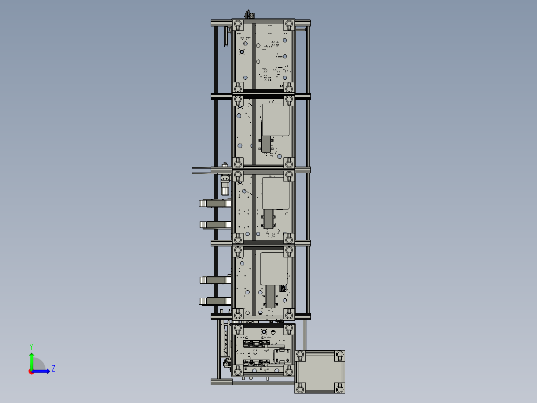 自动插针机生产线、组合插针机3D模型左视图