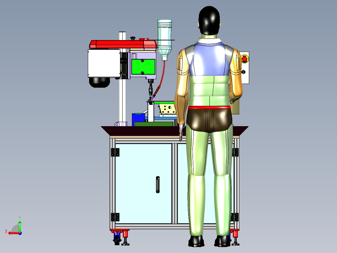 自动攻牙机设备3D模型后视图