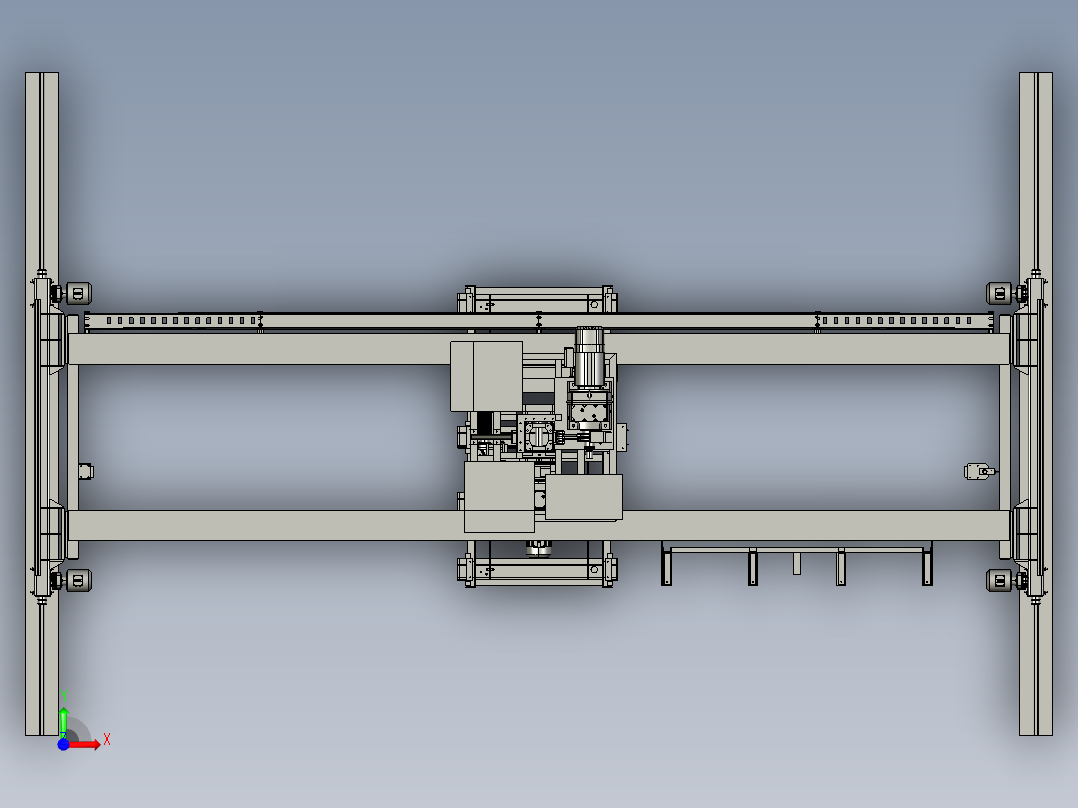 桥式起重机3D图纸 G73 非标自动化设备3D图纸3D模型前视图