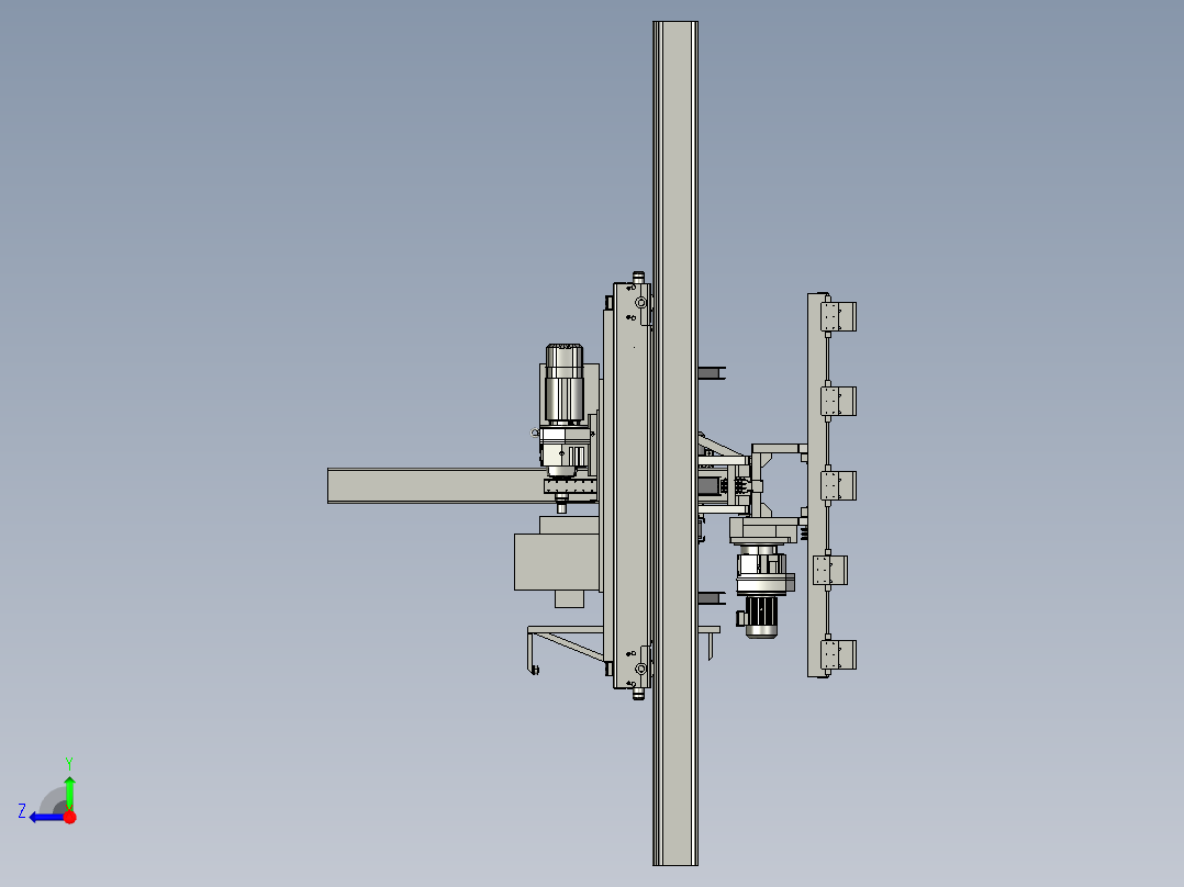 桥式起重机3D图纸 G73 非标自动化设备3D图纸3D模型右视图