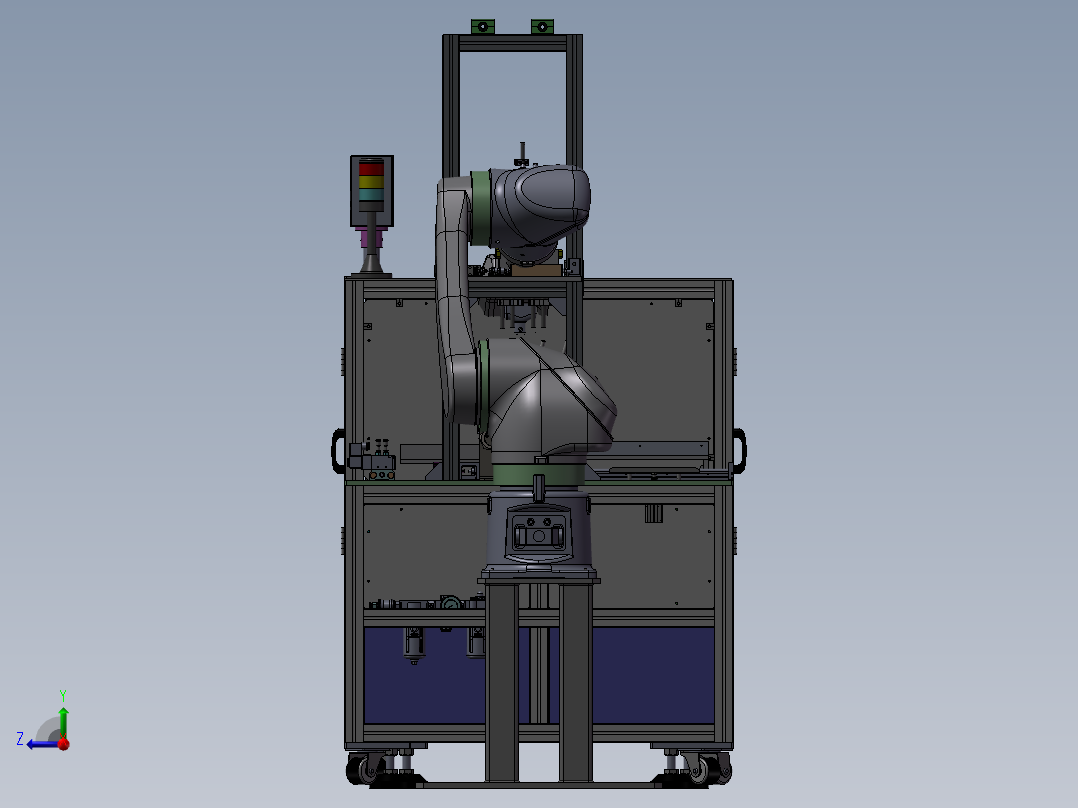 滾筒支架組件设备模型右视图