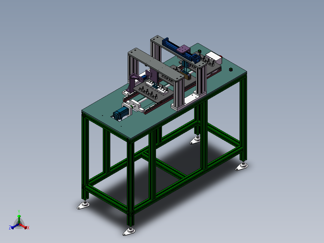 644羊毛刷打磨设备（三工位）正等轴测图