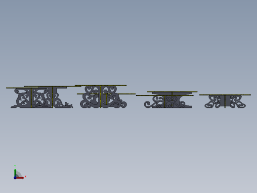 激光下料拼图艺术餐桌AutoCAD, SOLIDWORKS 2016前视缩略图