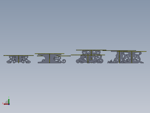 激光下料拼图艺术餐桌AutoCAD, SOLIDWORKS 2016后视缩略图