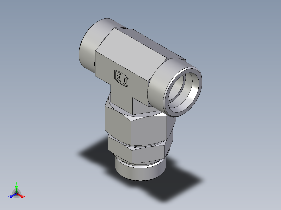 卡套式工业通用硬管接头EO_Assembled_adjustable_standpipe_branch_tee_EVT38SROMD71主视图