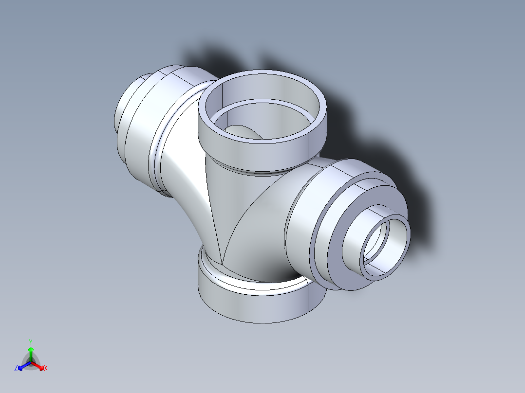 船舶管路系统S16_SeaDrainPLUS_DoubleSanitaryReducingTee-SxSxSxS_37E261931_3in Sea Drain Plus - Sanitary Double Reducer Tee - SxSxSxS正等轴测图