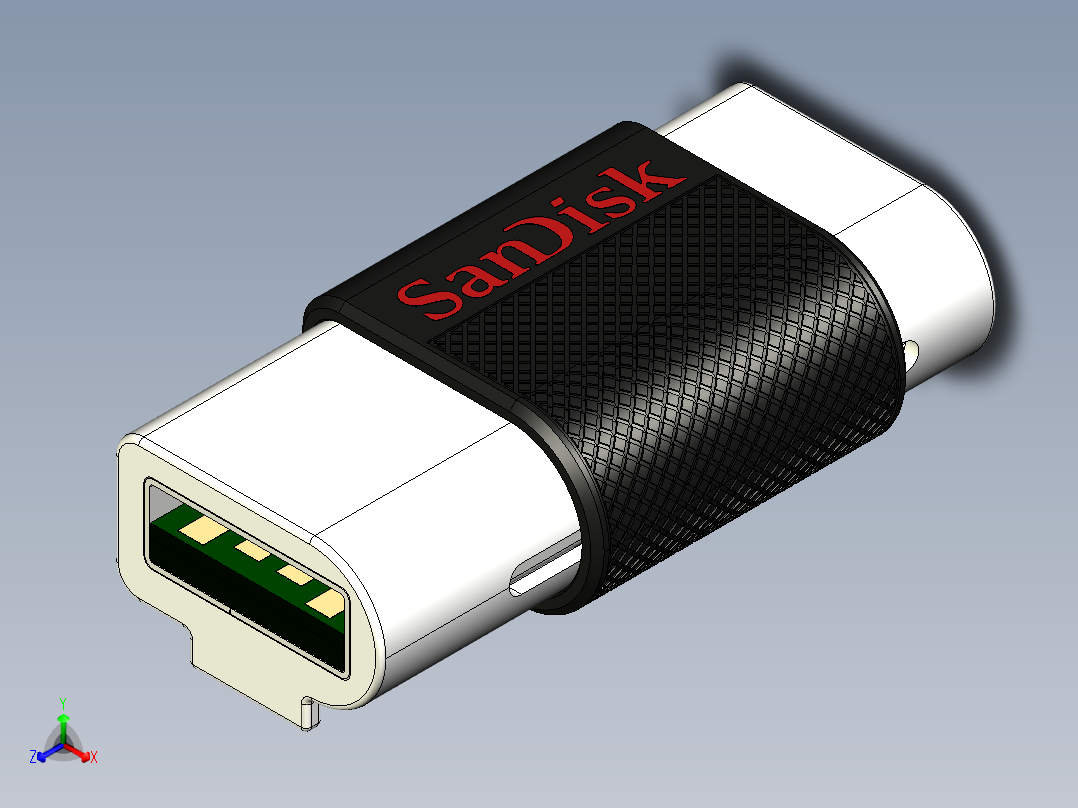 闪迪cruzer双32gb usb驱动器正等轴测图