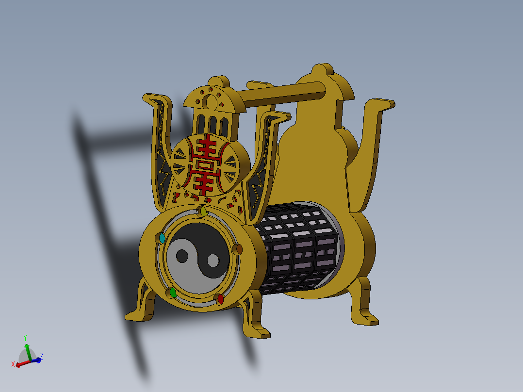 一种仿古密码锁的结构设计与3D模型打印【含图和文档】