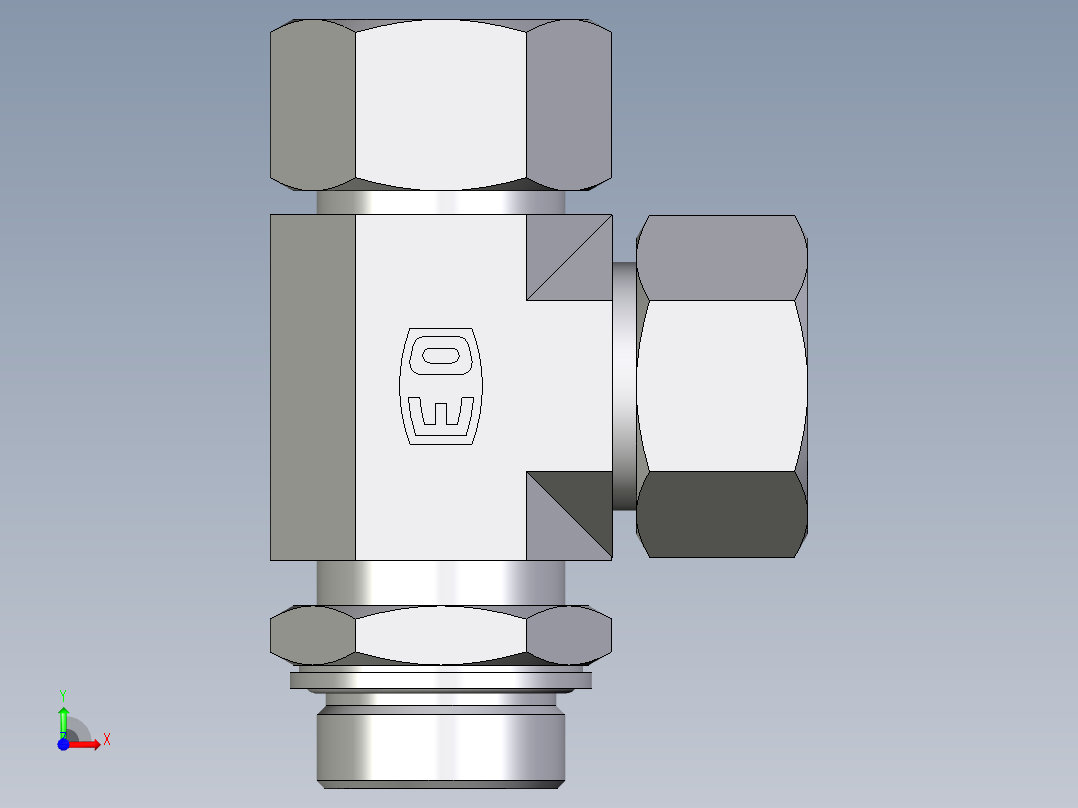卡套式工业通用硬管接头EO_Adjustable_locknut_run_tee_LEE30SMCF前视图