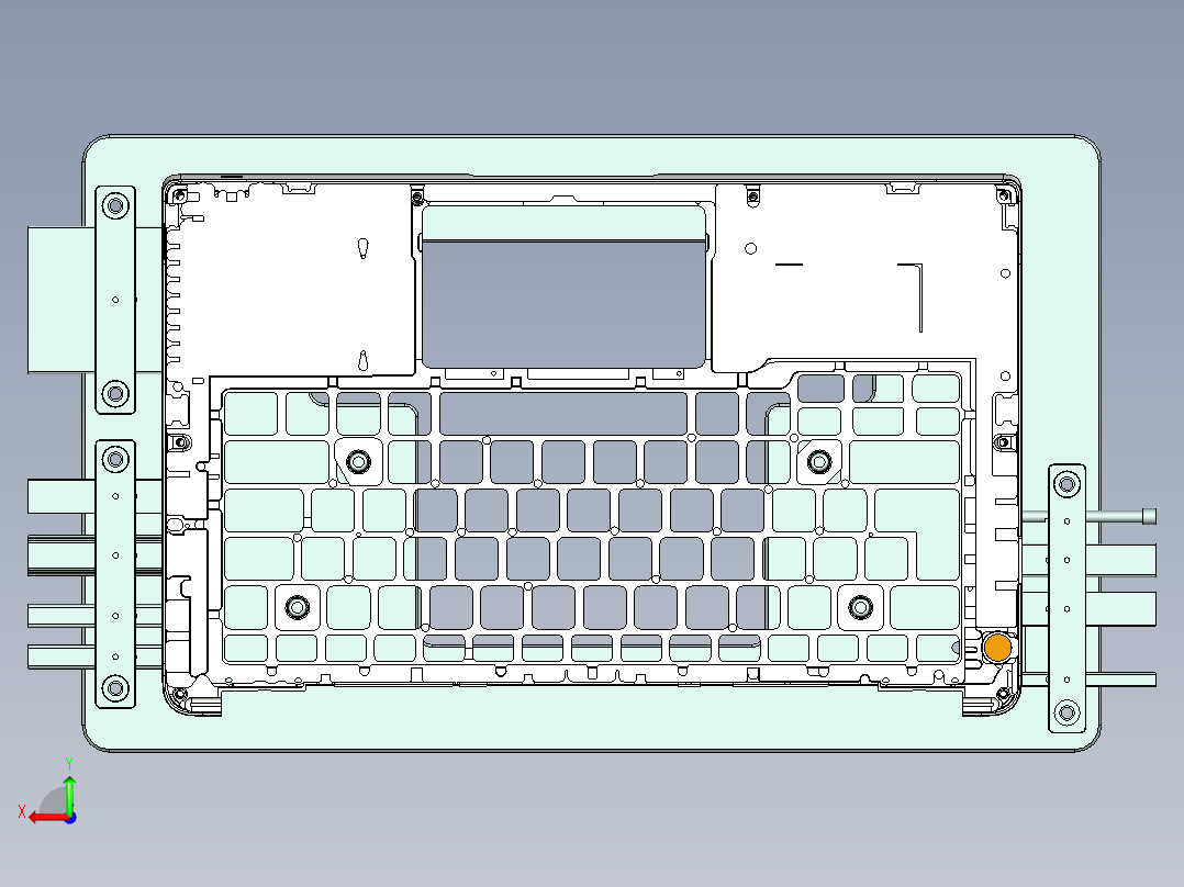 笔记本键盘外壳侧孔检验检具模型后视图