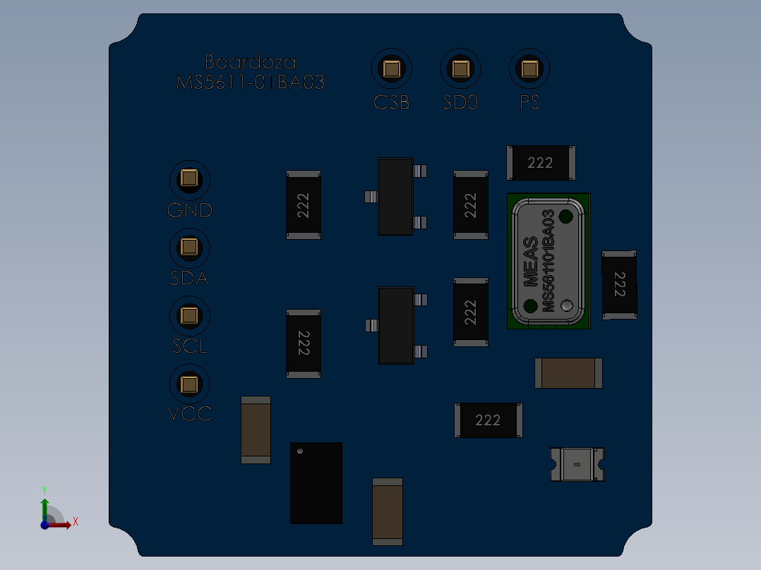 Boardoza_MS5611_气压测量_压力传感器前视图