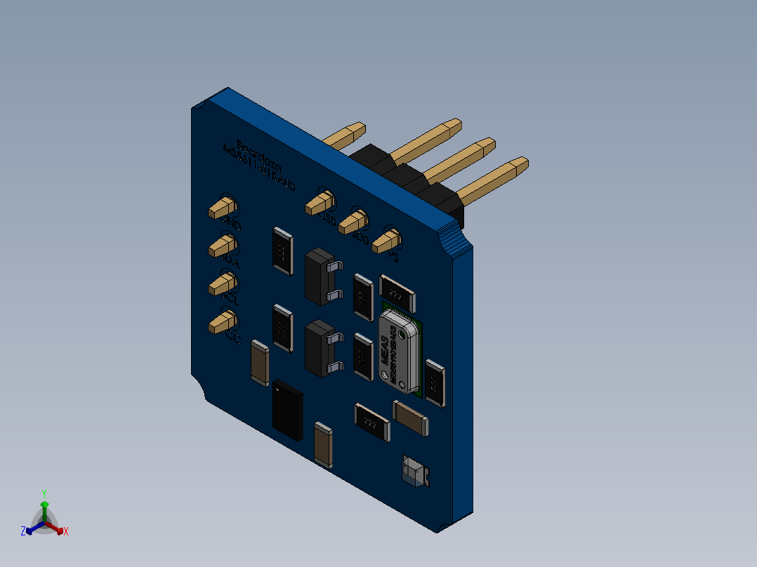 Boardoza_MS5611_气压测量_压力传感器正等轴测图