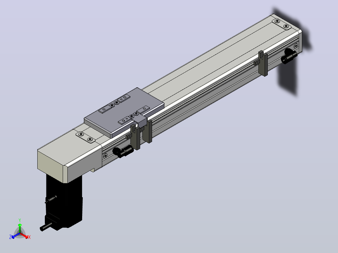SCM6-250-BM-M10滚珠花健、支撑座、滚珠丝杠、交叉导轨、直线模组主视图