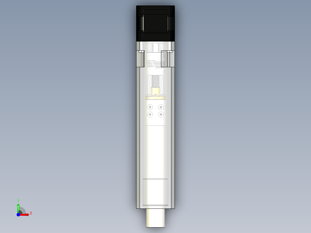 带Nema17、T8螺纹杆和MGN7C导轨的线性致动器前视图