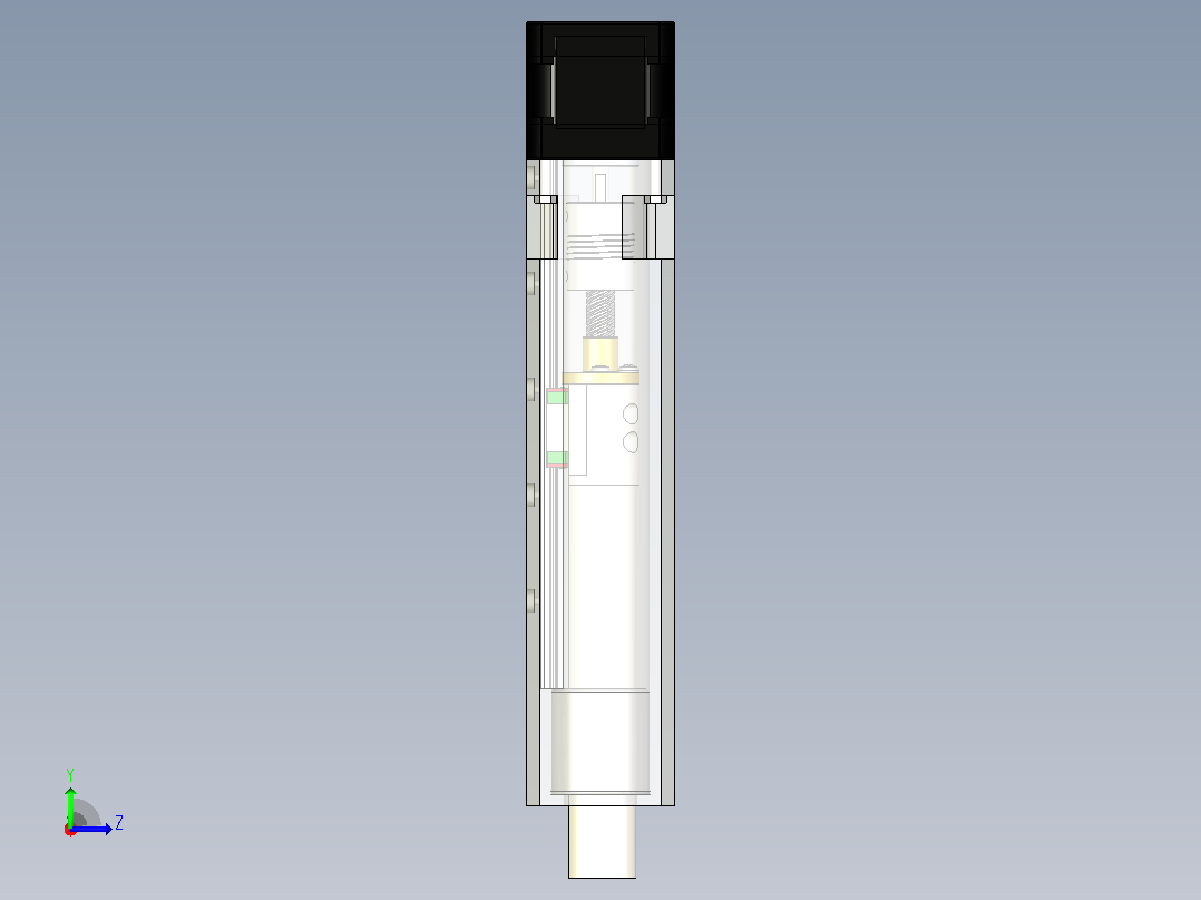 带Nema17、T8螺纹杆和MGN7C导轨的线性致动器左视图