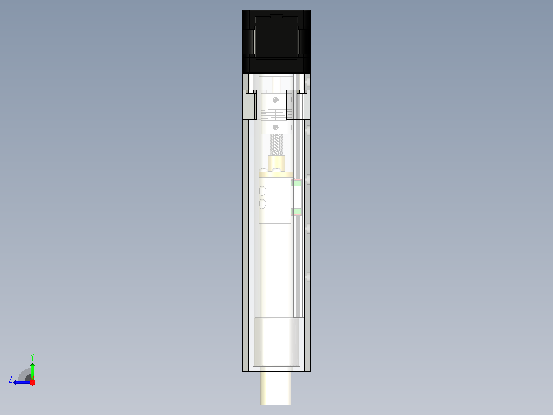 带Nema17、T8螺纹杆和MGN7C导轨的线性致动器右视图