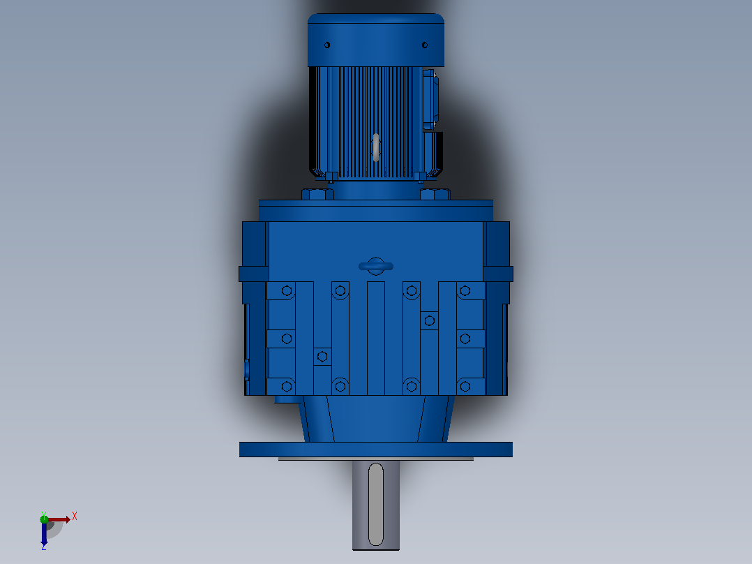 RF97法兰轴伸式安装斜齿轮减速机RF97-YVB0.25-8P-71-M1-0°-Φ350俯视图