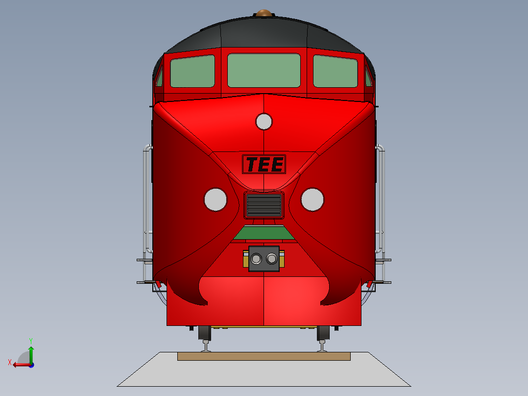 荷兰铁路欧洲快车模型3D图纸 Solidworks设计 附工程图后视图