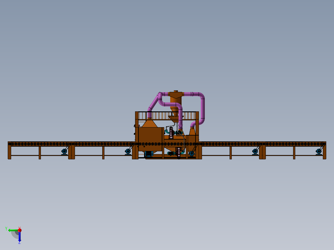 通过式双面抛丸机设计前视图