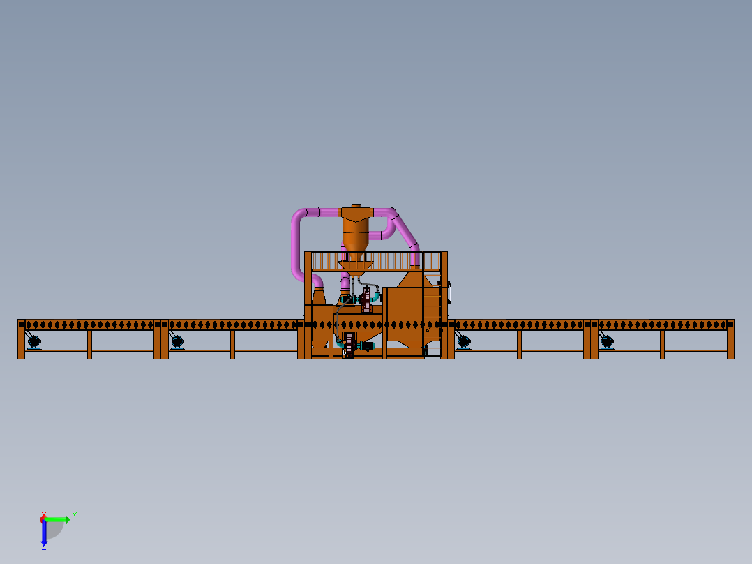 通过式双面抛丸机设计后视图