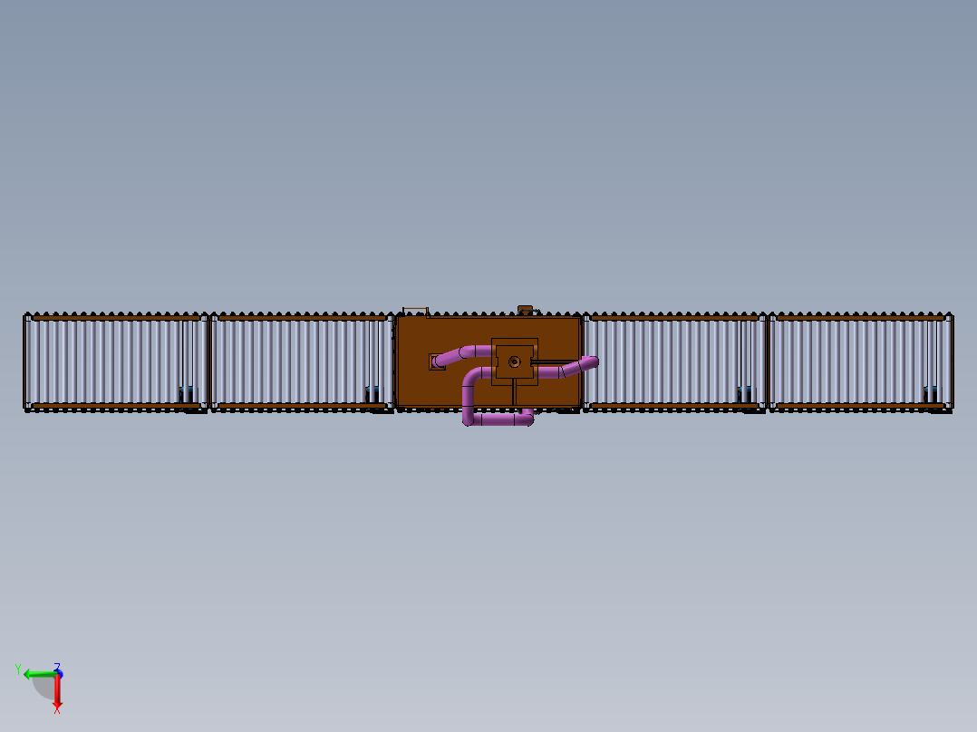 通过式双面抛丸机设计俯视图