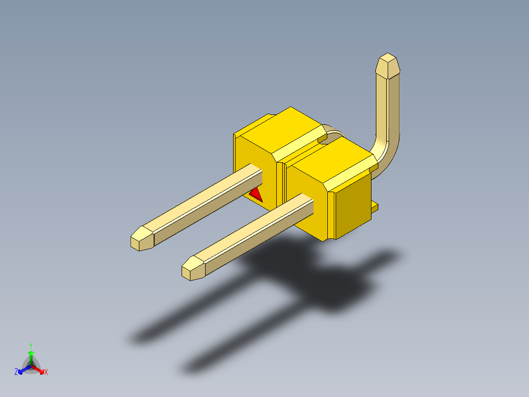 彩色公排针 100mil 2.54mm 系列-DS1022_yellow_02p_100mil_Type_SMT_R2_rev1.0主视图