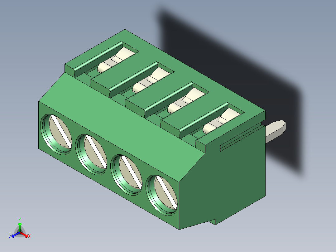 PCB Terminal Block 4 DEG381-3.5正等轴测图