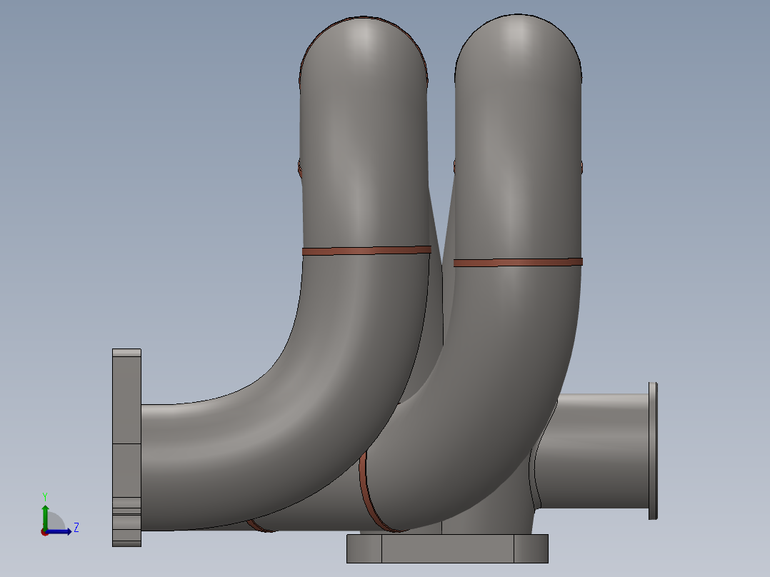 拉姆喇叭排气歧管左视图