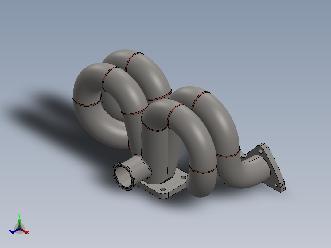 拉姆喇叭排气歧管正等轴测图