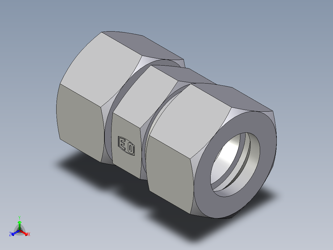 卡套式工业通用硬管接头EO_Distance_piece_adapter_DA30SCF正等轴测图