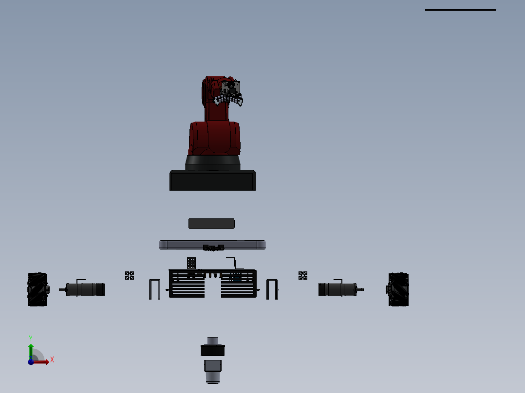 麦克纳姆轮工业机器臂车3D模型图纸 Solidworks设计前视图