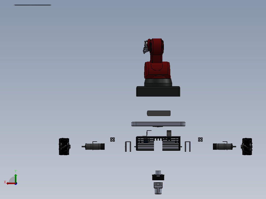 麦克纳姆轮工业机器臂车3D模型图纸 Solidworks设计后视图