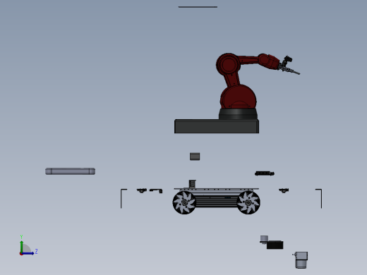 麦克纳姆轮工业机器臂车3D模型图纸 Solidworks设计左视缩略图