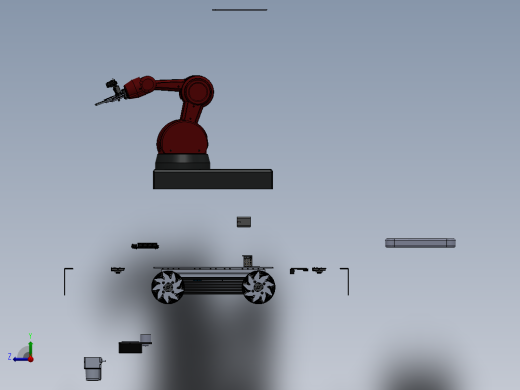 麦克纳姆轮工业机器臂车3D模型图纸 Solidworks设计右视缩略图