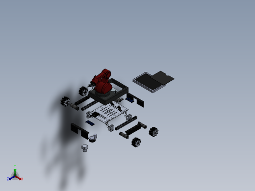 麦克纳姆轮工业机器臂车3D模型图纸 Solidworks设计正等轴测缩略图