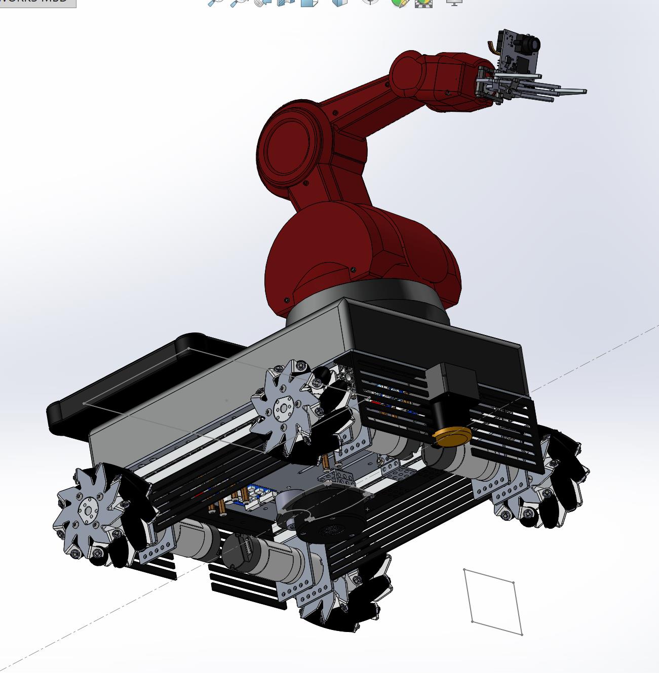 麦克纳姆轮工业机器臂车3D模型图纸 Solidworks设计