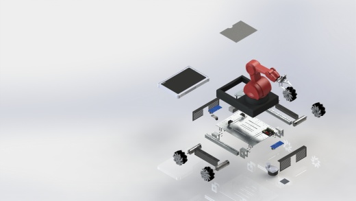 麦克纳姆轮工业机器臂车3D模型图纸 Solidworks设计缩略图