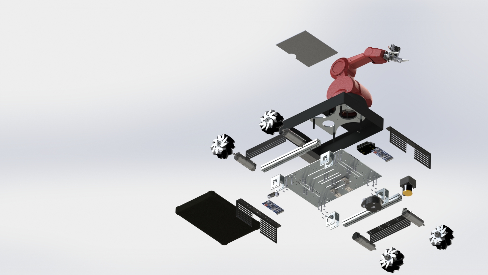 麦克纳姆轮工业机器臂车3D模型图纸 Solidworks设计