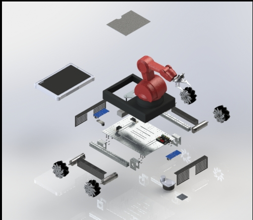 麦克纳姆轮工业机器臂车3D模型图纸 Solidworks设计