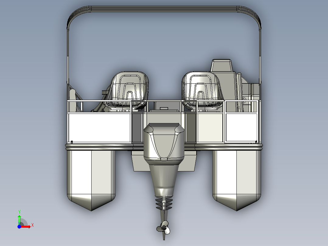 简易双体船前视图