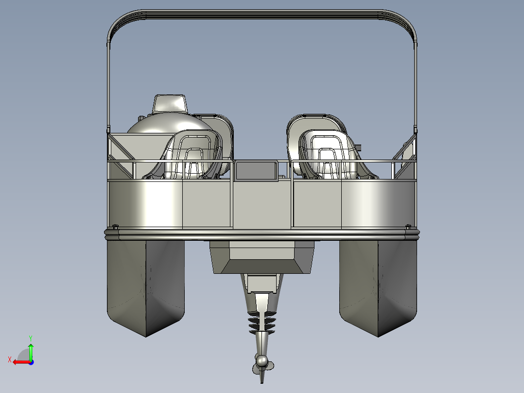简易双体船后视图