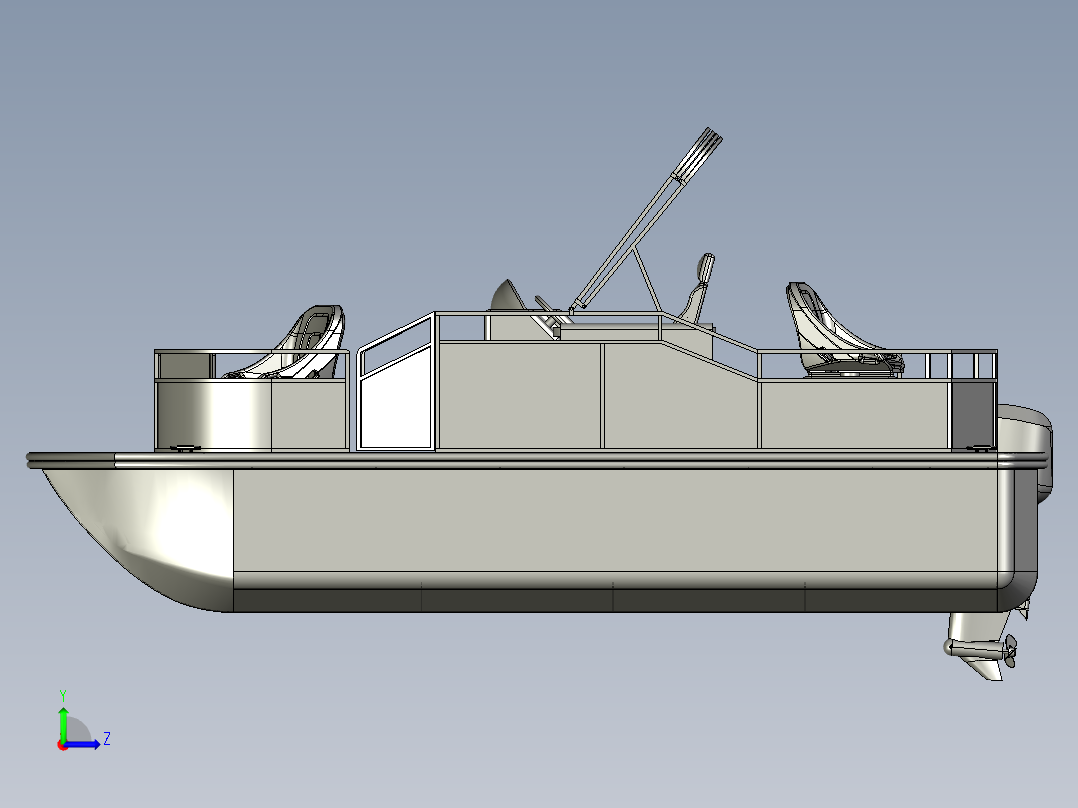 简易双体船左视图