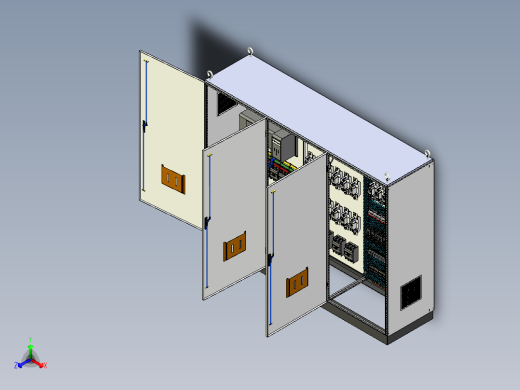 三柜组装双电源刀开关消防风机控制柜 55876正等轴测缩略图