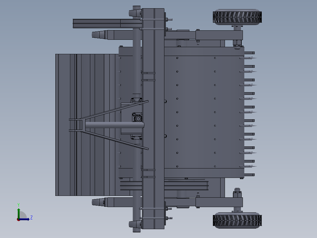 凸轮滚筒式残膜回收机设计【SW三维模型+4张CAD图纸+说明书左视图