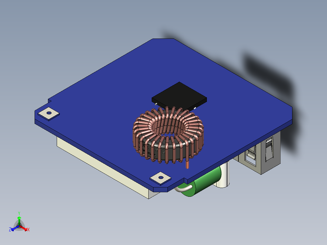 4S PD 100W快速充电模块正等轴测图