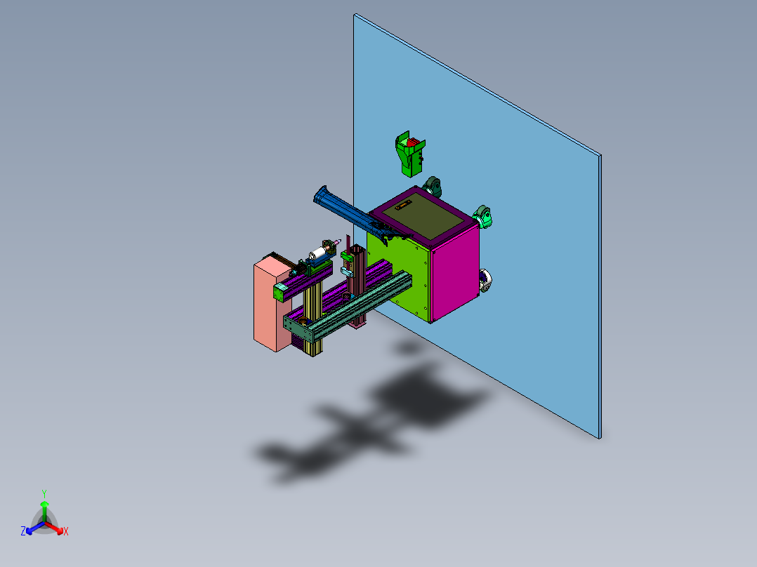 塑料件半自动裁切机正等轴测图