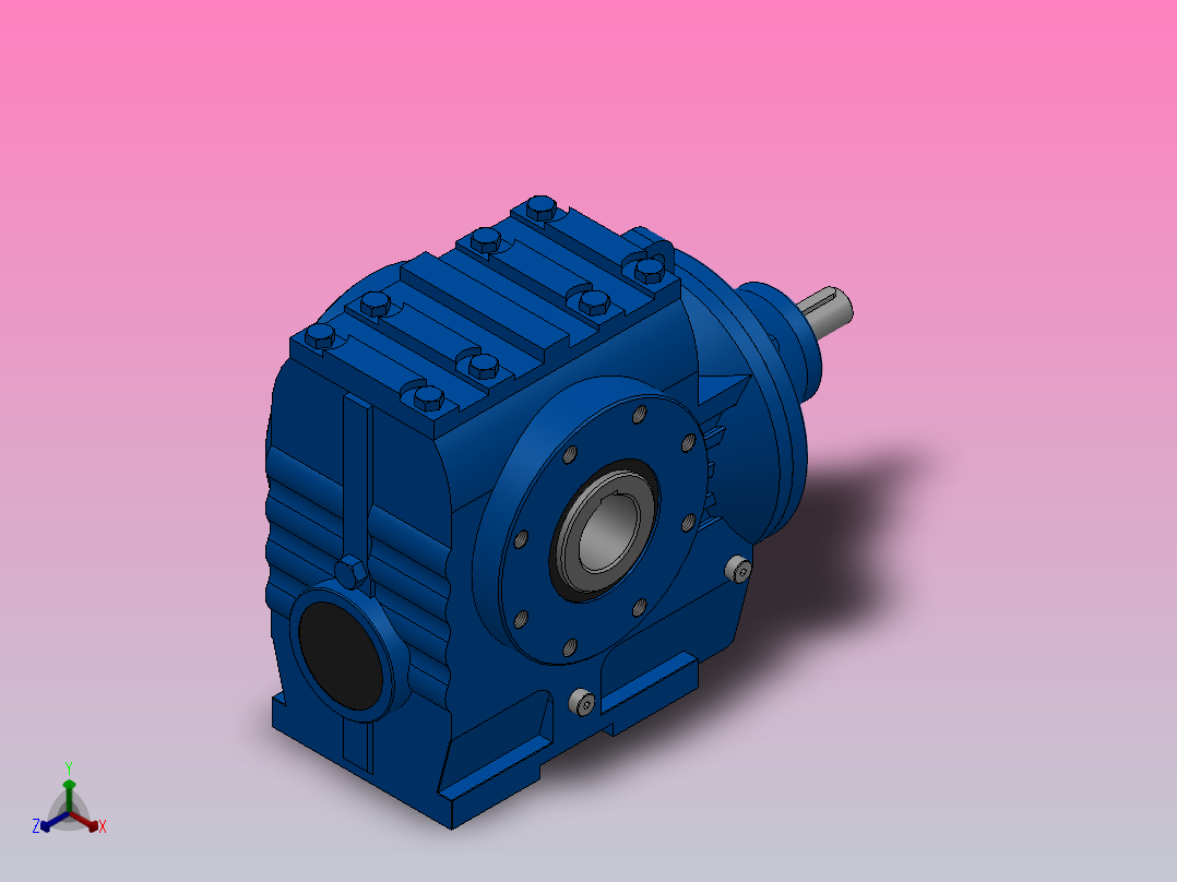 SAS77轴输入的斜齿-蜗轮蜗杆减速机SA77S77-17-M1-A正等轴测图